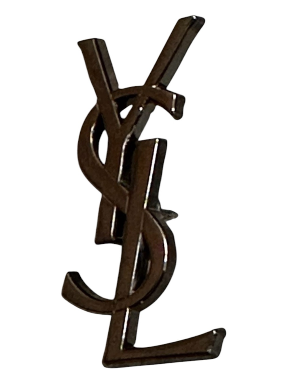 YSL (Yves St Laurent) Vintage Monogram Lapel or Scarf Pin in Dark Grey/Black